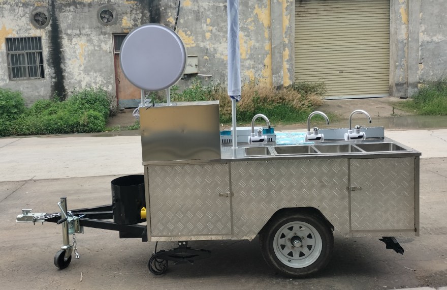 mobile hotdog cart with refrigerator